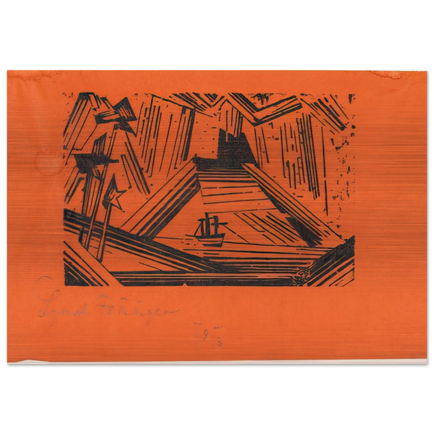VOLCANO VULKAN 1919 - Lyonel Feininger Brushed Aluminum Print - 70x100 cm / 28x40 inches | Lyonel Feininger Aluminum Print | Lyonel Feininger Prints