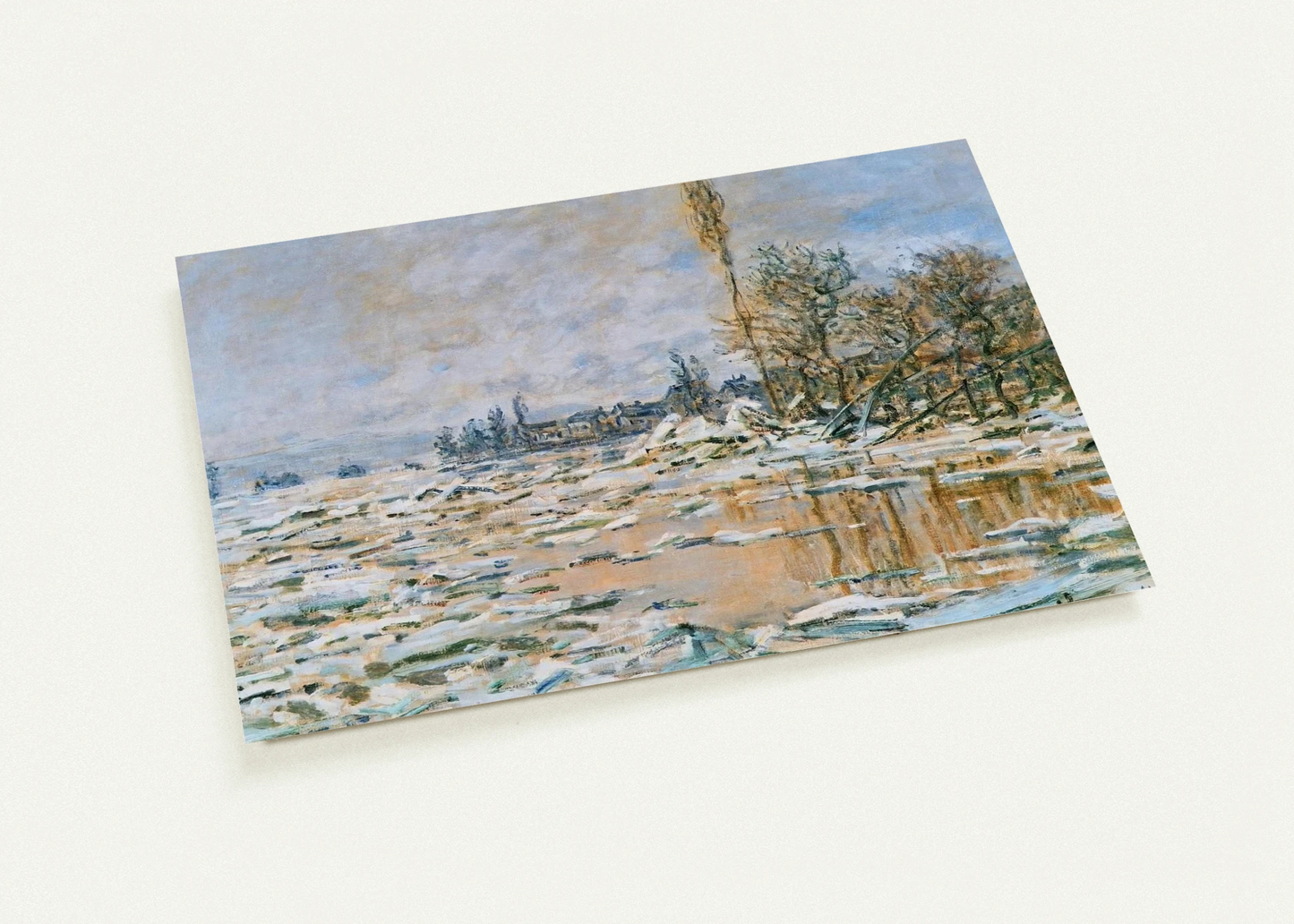 Breakup of Ice, Lavacourt, Grey Weather By claude monet Pack of 10 Post Cards | claude monet Post Cards | A6 (10.5 x 14.8 cm) - 4.1 x 5.8 inches
