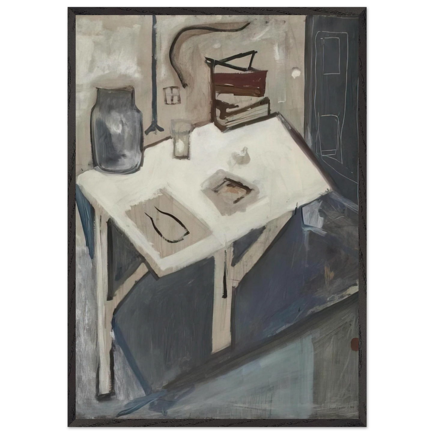 Still Life Blue - 1932 - Maria Helena Vieira da Silva 70x100 cm / 28x40 inches Framed Art Print – Black Wooden Frame