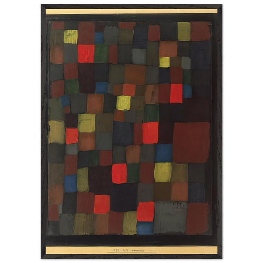 ABSTRACT COLOUR HARMONY IN SQUARES WITH VERMILLION ACCENTS 1924 - Paul Klee 70x100 cm / 28x40 inches Framed Art Print – Black Wooden Frame