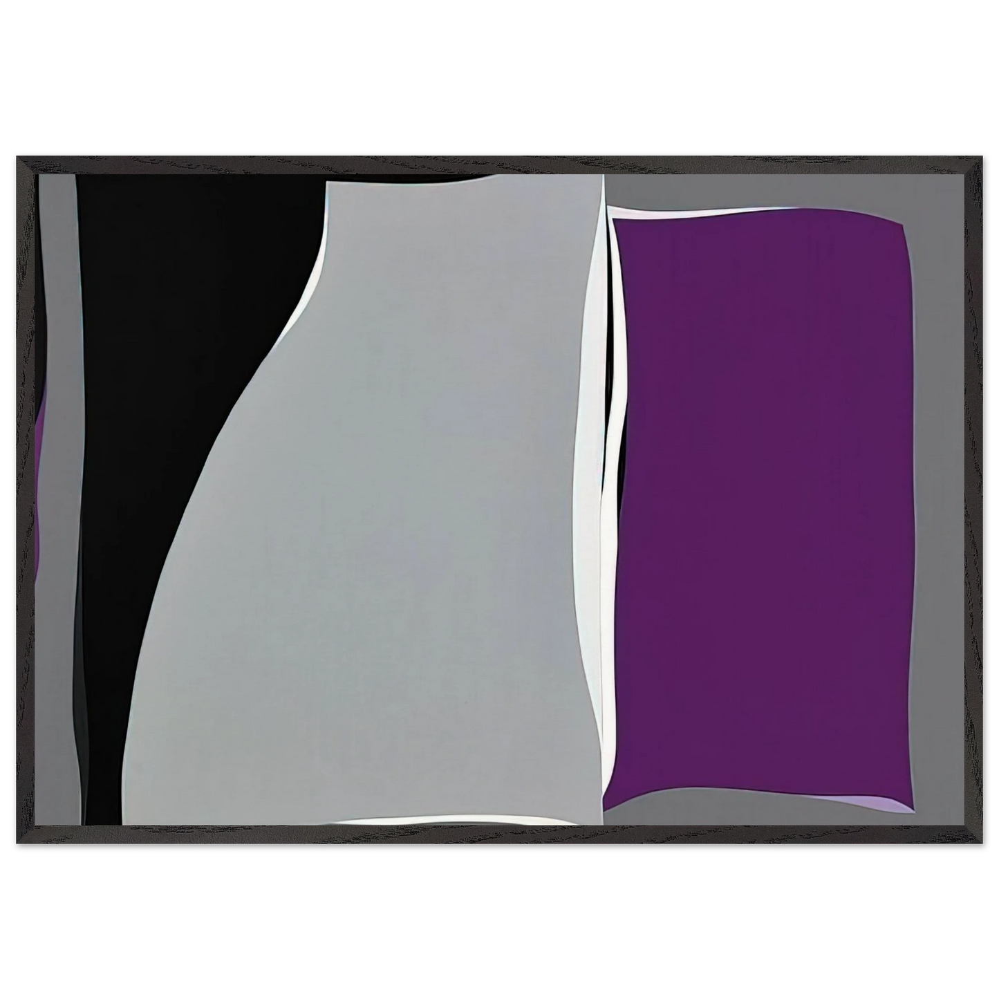 Black  Gray Curves with Purple - 1960 - Karl Benjamin 70x100 cm / 28x40 inches Framed Art Print – Black Wooden Frame
