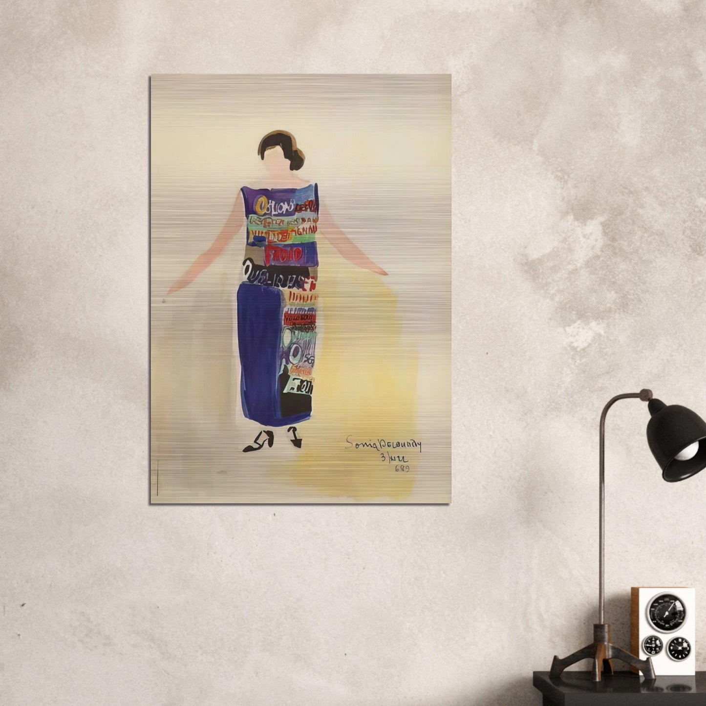 ROBE POEME OUBLIONS LES OISEAUX 1922 - Sonia Delaunay Brushed Aluminum Print - 70x100 cm / 28x40 inches | Sonia Delaunay Aluminum Print | Sonia Delaunay Prints