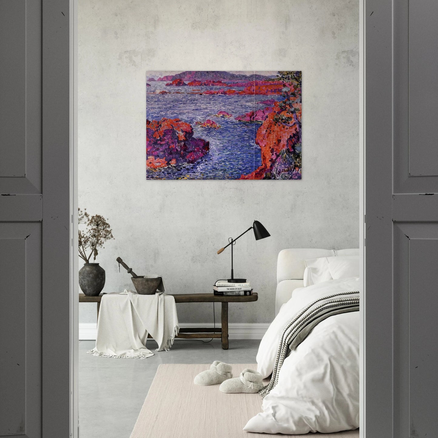 ROCKS AT ANTHEOR 1906 - Theo van Rysselberghe Brushed Aluminum Print - 70x100 cm / 28x40 inches | Theo van Rysselberghe Aluminum Print | Theo van Rysselberghe Prints