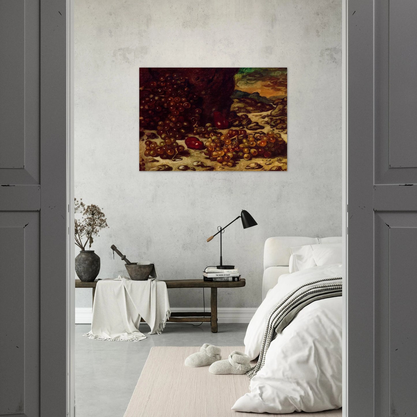 STILL LIFE WITH ROCKY LANDSCAPE 1942 - Giorgio de Chirico Brushed Aluminum Print - 70x100 cm / 28x40 inches | Giorgio de Chirico Aluminum Print | Giorgio de Chirico Prints