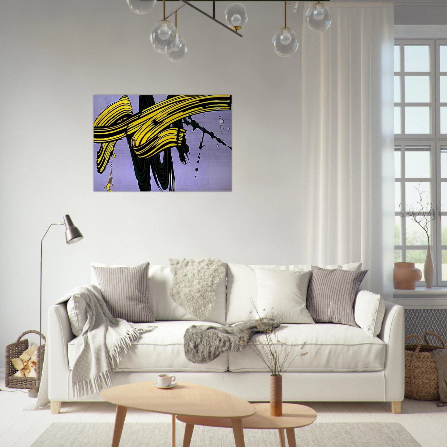 YELLOW AND GREEN BRUSHSTROKES 1966 - Roy Lichtenstein Brushed Aluminum Print - 70x100 cm / 28x40 inches | Roy Lichtenstein Aluminum Print | Roy Lichtenstein Prints