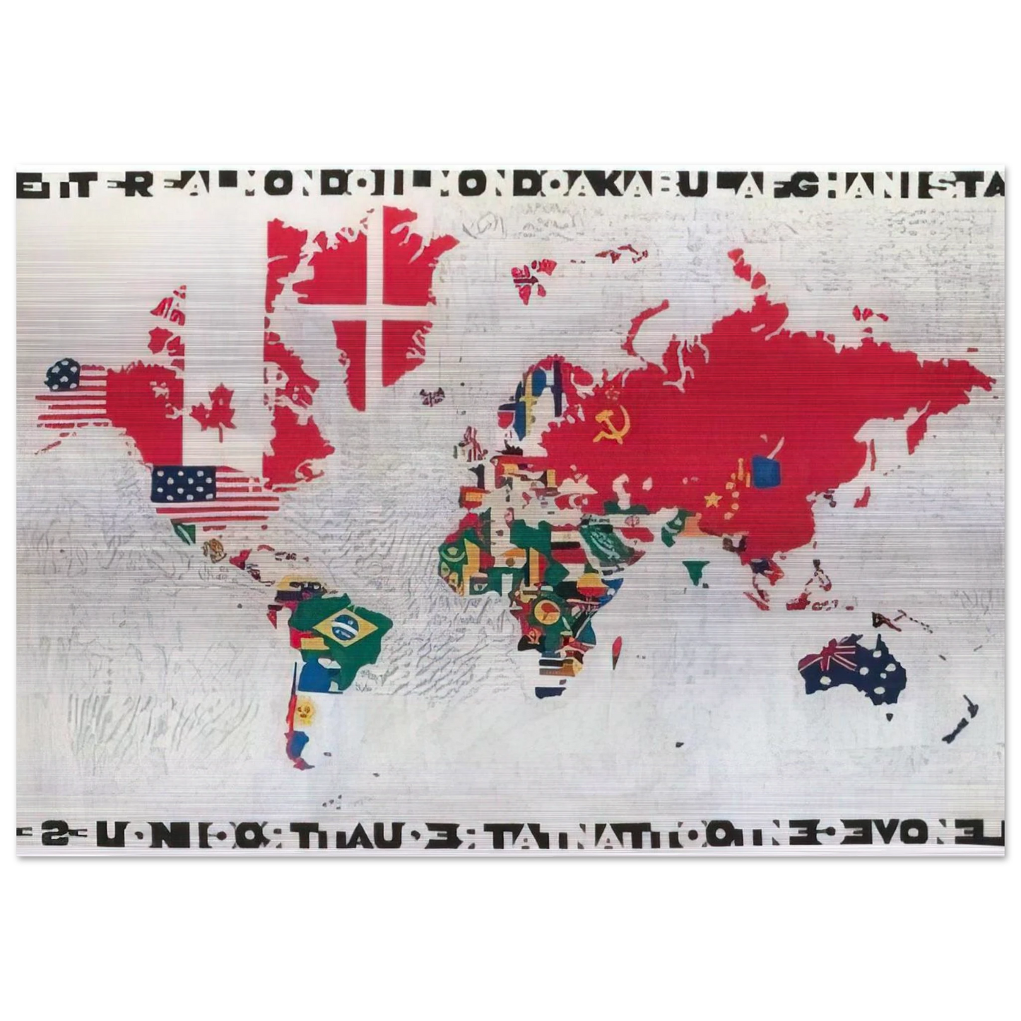 MAPPA 1983 - Alighiero Boetti Brushed Aluminum Print - 70x100 cm / 28x40 inches | Alighiero Boetti Aluminum Print | Alighiero Boetti Prints
