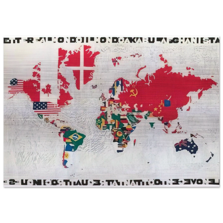MAPPA 1983 - Alighiero Boetti Brushed Aluminum Print - 70x100 cm / 28x40 inches | Alighiero Boetti Aluminum Print | Alighiero Boetti Prints