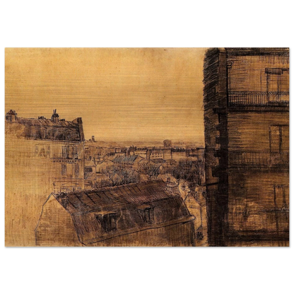 View from the Apartment in the Rue Lepic - Vincent van Gogh Brushed Aluminum Print - 70x100 cm / 28x40 inches | Vincent van Gogh Aluminum Print | Vincent van Gogh Prints