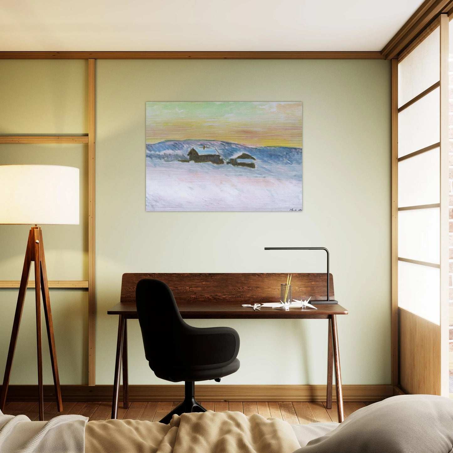 Paysage of Norway, the Blue Houses - claude monet Brushed Aluminum Print - 70x100 cm / 28x40 inches | claude monet Aluminum Print | claude monet Prints