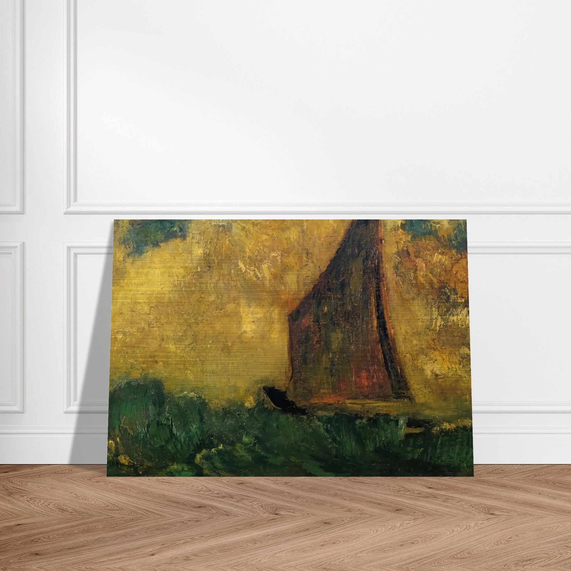 THE MYSTERIOUS BOAT - Odilon Redon Brushed Aluminum Print - 70x100 cm / 28x40 inches | Odilon Redon Aluminum Print | Odilon Redon Prints