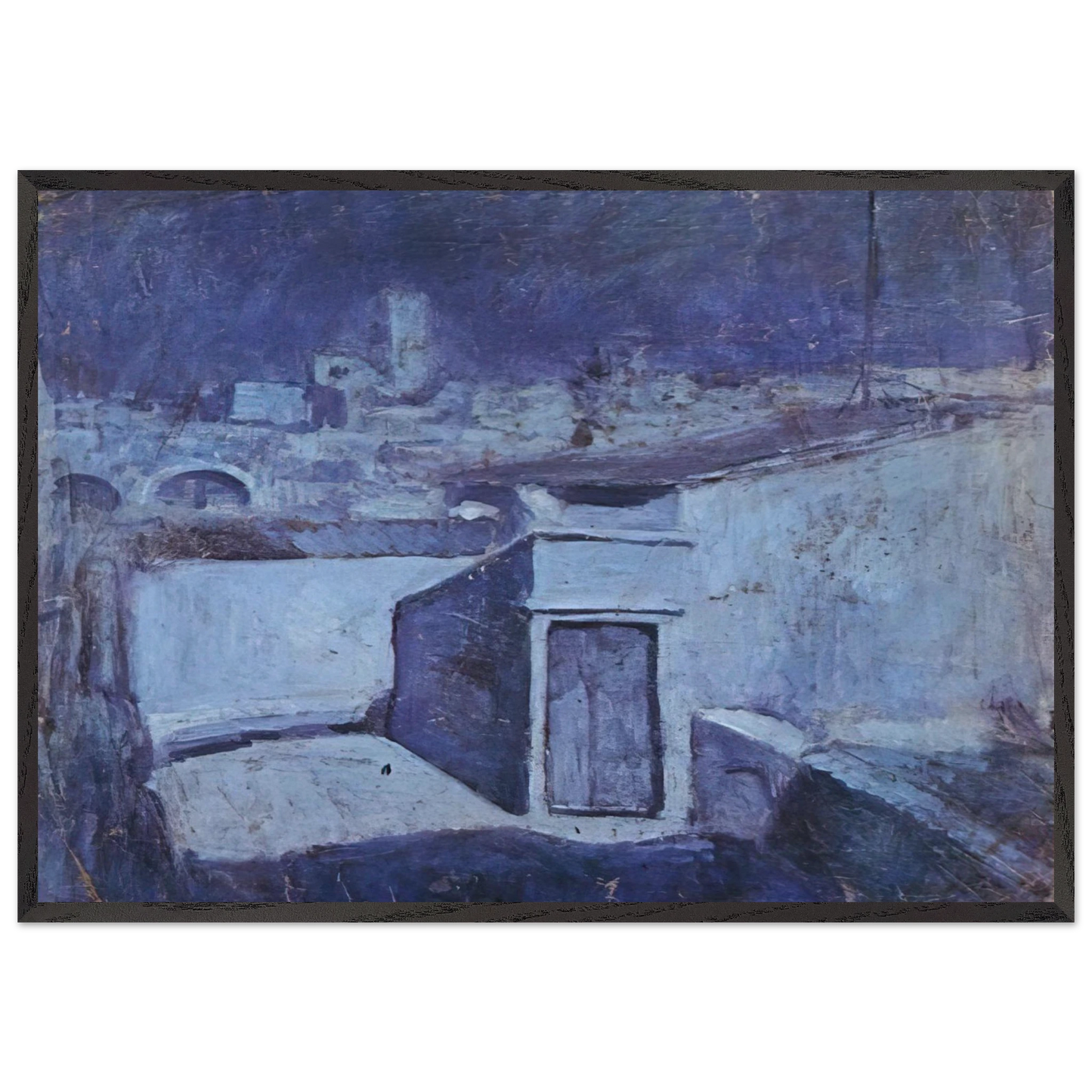 The roofs of Barcelona in the moonlight - Pablo Picasso 70x100 cm / 28x40 inches Framed Art Print – Black Wooden Frame