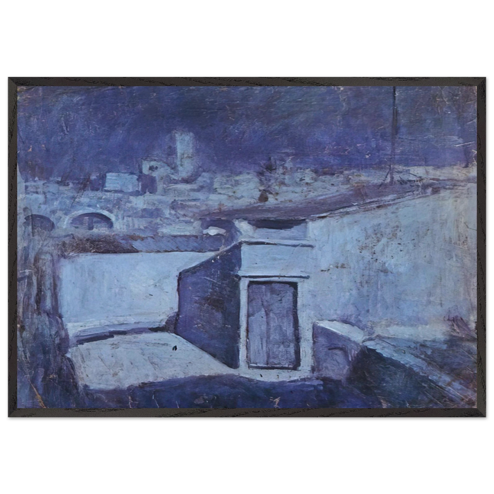 The roofs of Barcelona in the moonlight - Pablo Picasso 70x100 cm / 28x40 inches Framed Art Print – Black Wooden Frame
