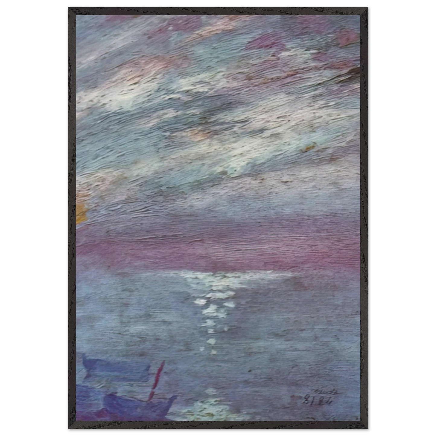 MOONLIGHT OVER THE BAY AT CADAQUES - Salvador Dali 70x100 cm / 28x40 inches Framed Art Print – Black Wooden Frame