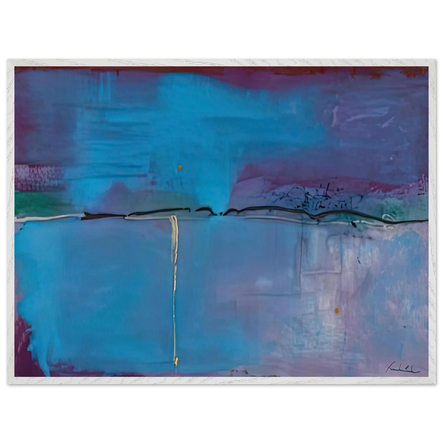 Helen Frankenthaler - Zone Blue, 1994- Wall Art - 60x80 cm / 24x32 inches - Premium Wooden Framed Poster With Fine Art Paper-canvas - Black frame