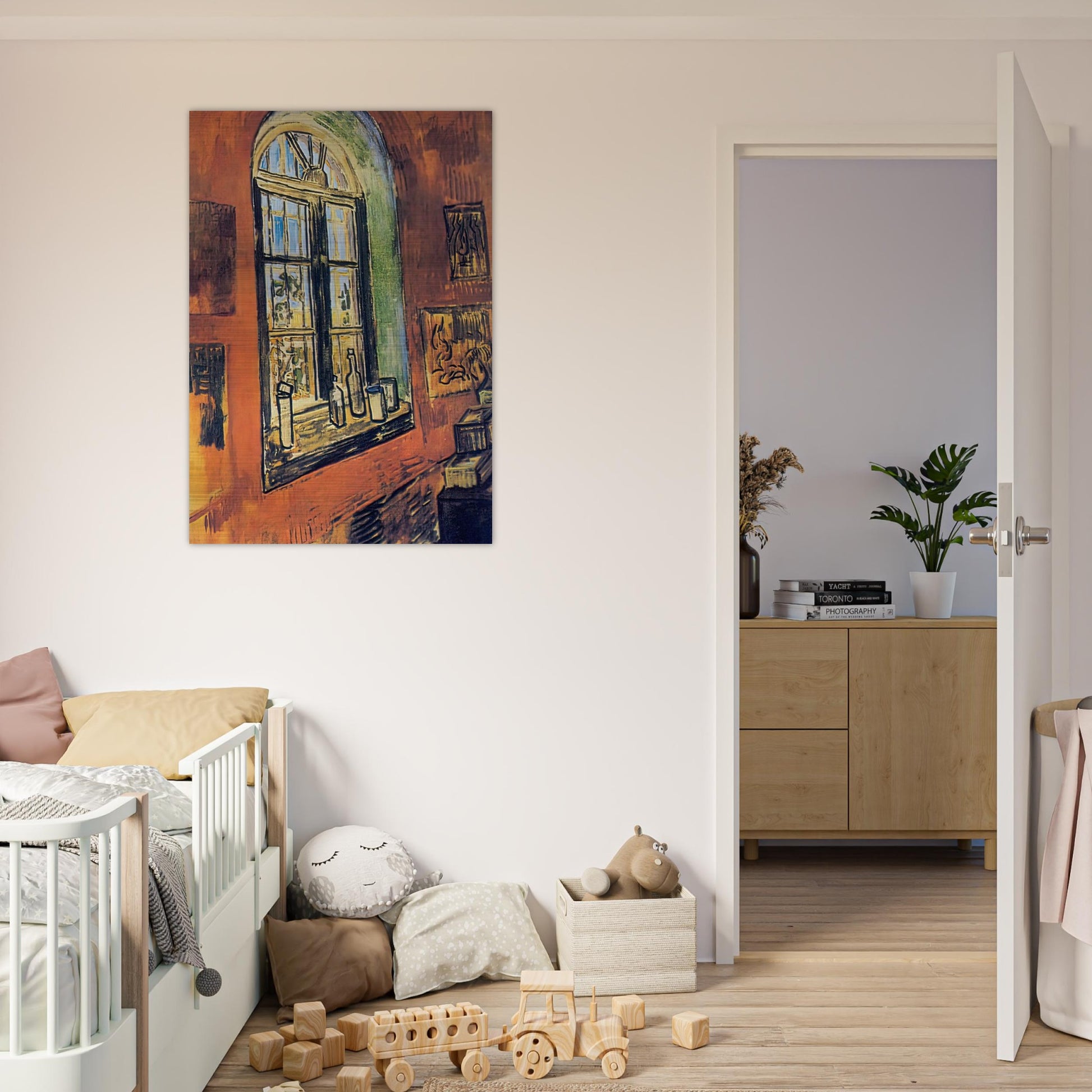 Window of Vincent's Studio at the Asylum - Vincent van Gogh Brushed Aluminum Print - 70x100 cm / 28x40 inches | Vincent van Gogh Aluminum Print | Vincent van Gogh Prints