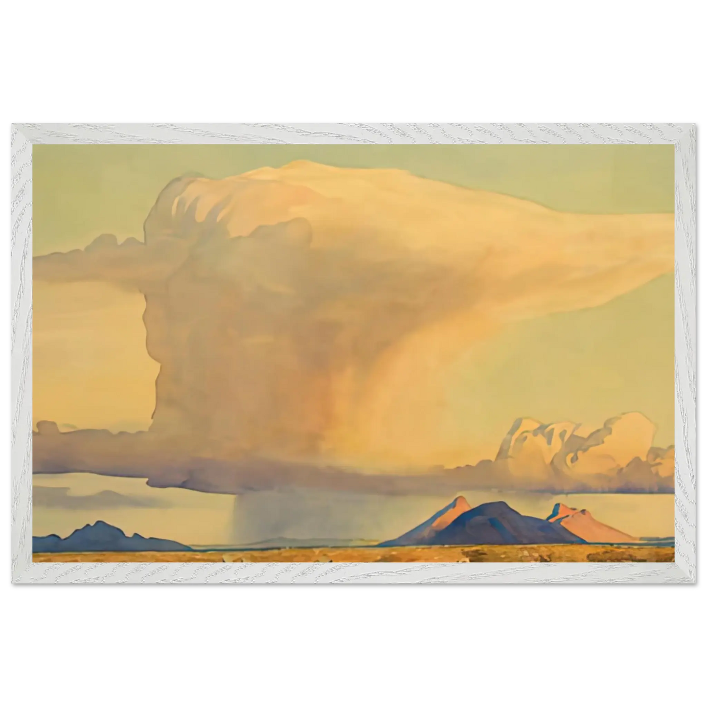 Maynard Dixon - DROUGHT AND DOWNPOUR 1944 Wall art - 45x60 cm / 18x24 Inches - Premium Wooden Framed Poster With Fine Art Paper - White frame