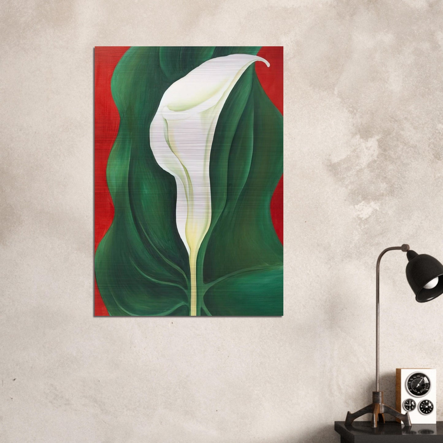 Single Calla Lily  Red  - Georgia O'Keeffe Brushed Aluminum Print - 70x100 cm / 28x40 inches | Georgia O'Keeffe Aluminum Print | Georgia O'Keeffe Prints