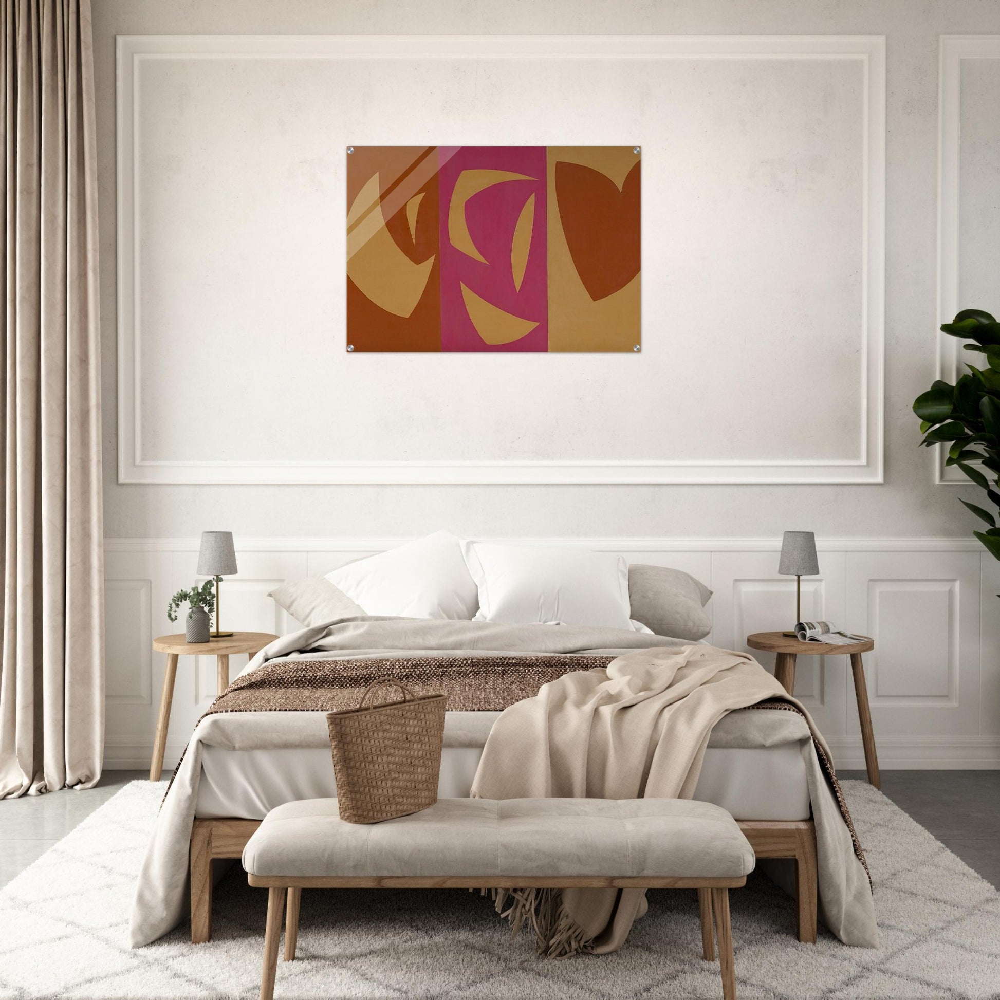 Triptyque ocre-violet-rouge - Fernand Leduc Acrylic Print - 70x100 cm / 28x40″ inches