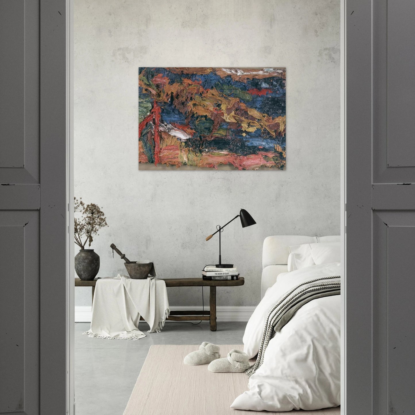 E O W ON HER BLUE EIDERDOWN III - Frank Auerbach Brushed Aluminum Print - 70x100 cm / 28x40 inches | Frank Auerbach Aluminum Print | Frank Auerbach Prints