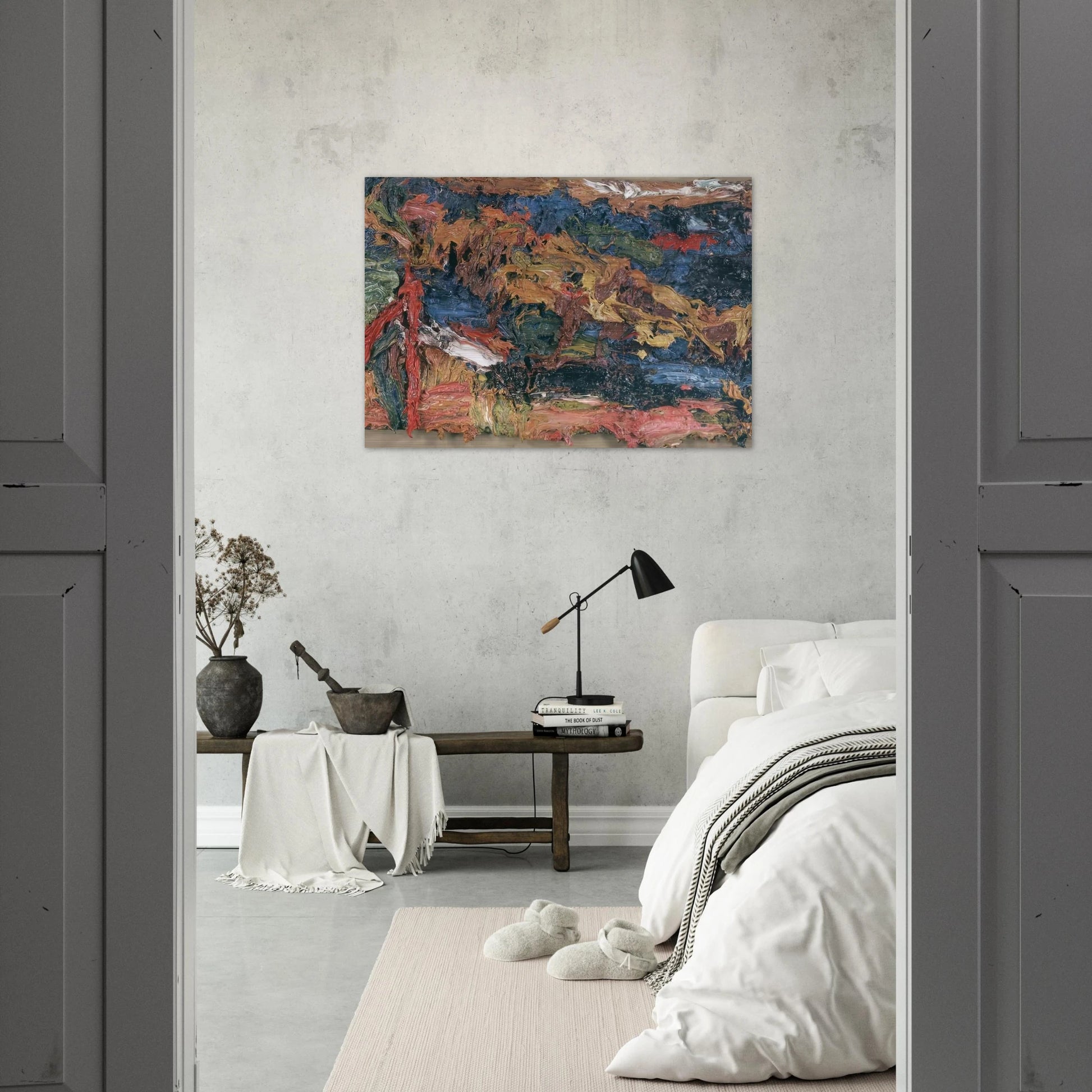 E O W ON HER BLUE EIDERDOWN III - Frank Auerbach Brushed Aluminum Print - 70x100 cm / 28x40 inches | Frank Auerbach Aluminum Print | Frank Auerbach Prints