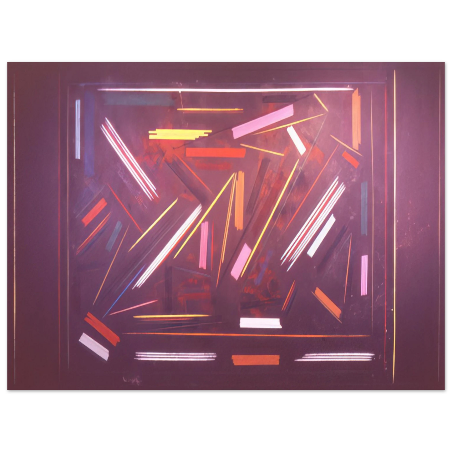 Ronnie Landfield - Brown Line Painting - 1968  75x100 cm / 30x40inches Fine Art Poster