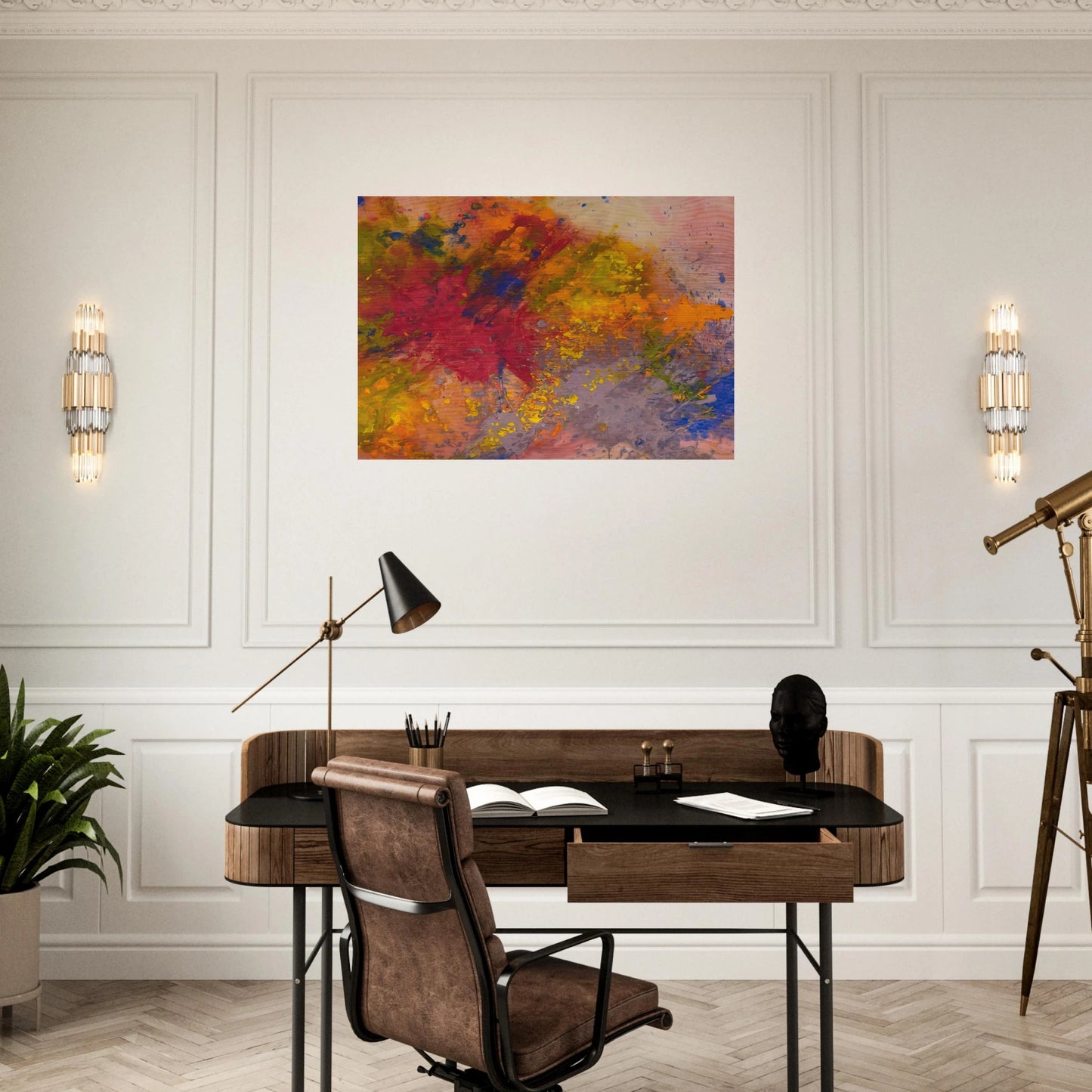 Red Linger - Sam Gilliam Brushed Aluminum Print - 70x100 cm / 28x40 inches | Sam Gilliam Aluminum Print | Sam Gilliam Prints