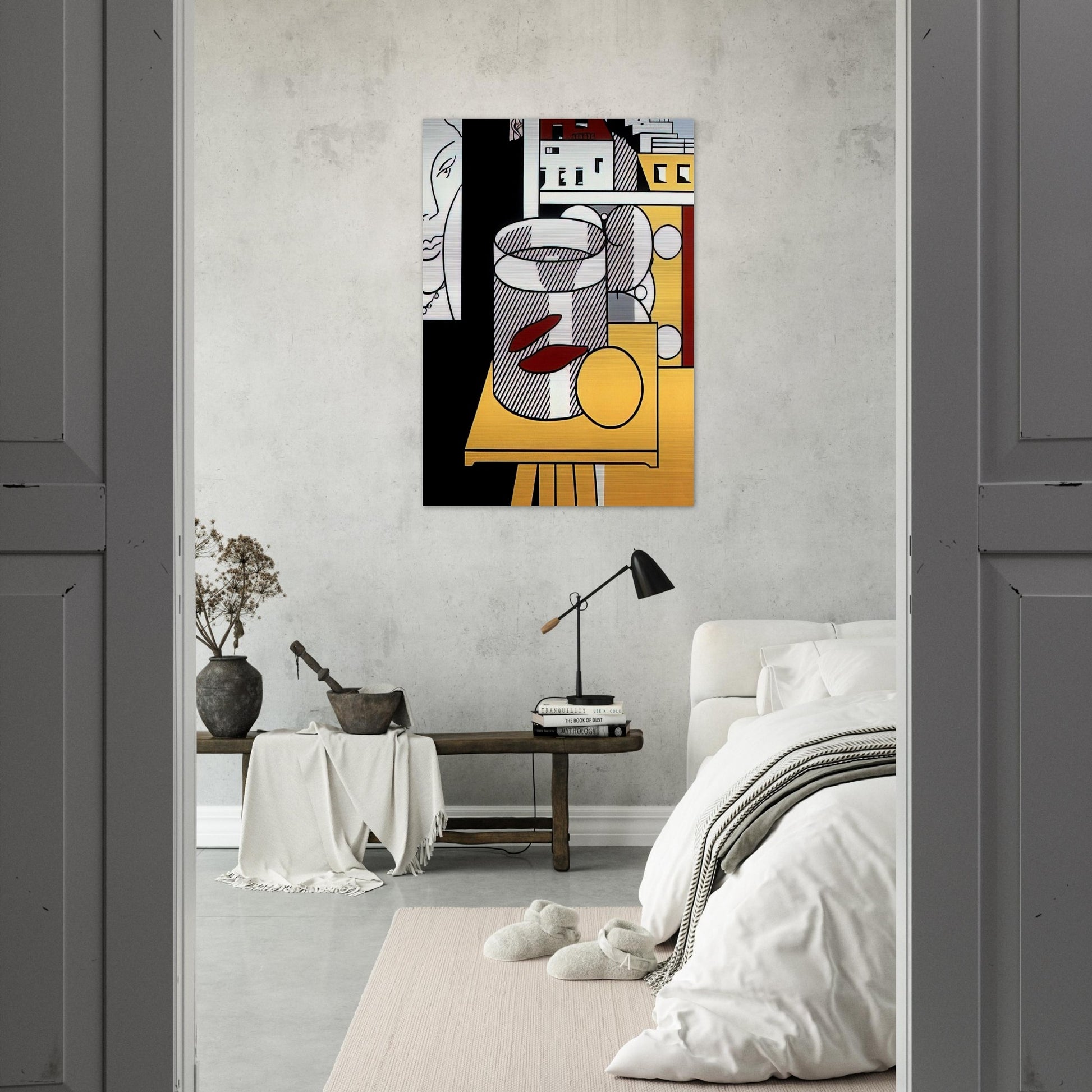 STILL LIFE WITH GOLDFISH 1974 - Roy Lichtenstein Brushed Aluminum Print - 70x100 cm / 28x40 inches | Roy Lichtenstein Aluminum Print | Roy Lichtenstein Prints