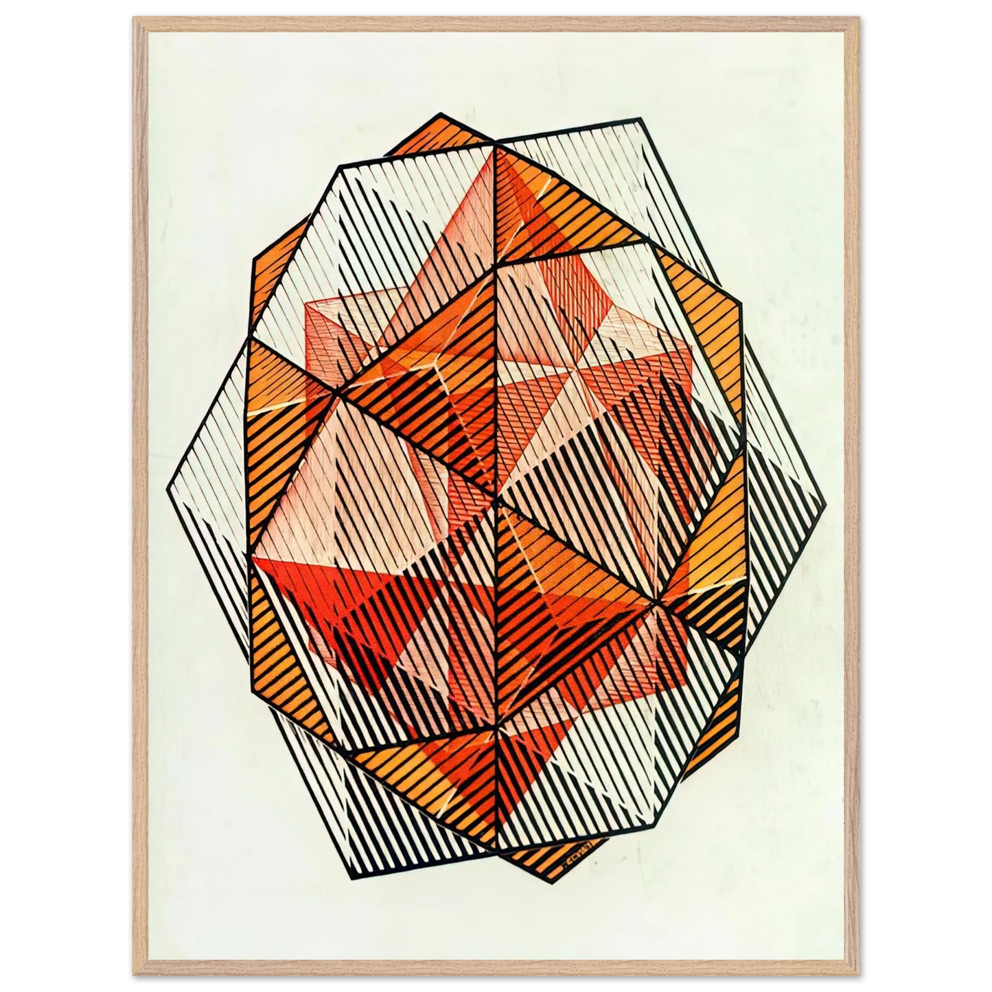 MC Escher - FOUR REGULAR SOLIDS Wall Art - 60x80 cm / 24x32 inches - Premium Wooden Framed Poster With Fine Art Paper-canvas - Black frame