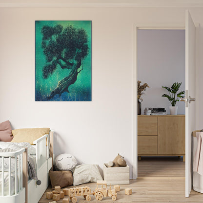 Solitary Bonsai - Eyvind Earle Brushed Aluminum Print - 70x100 cm / 28x40 inches | Eyvind Earle Aluminum Print | Eyvind Earle Prints