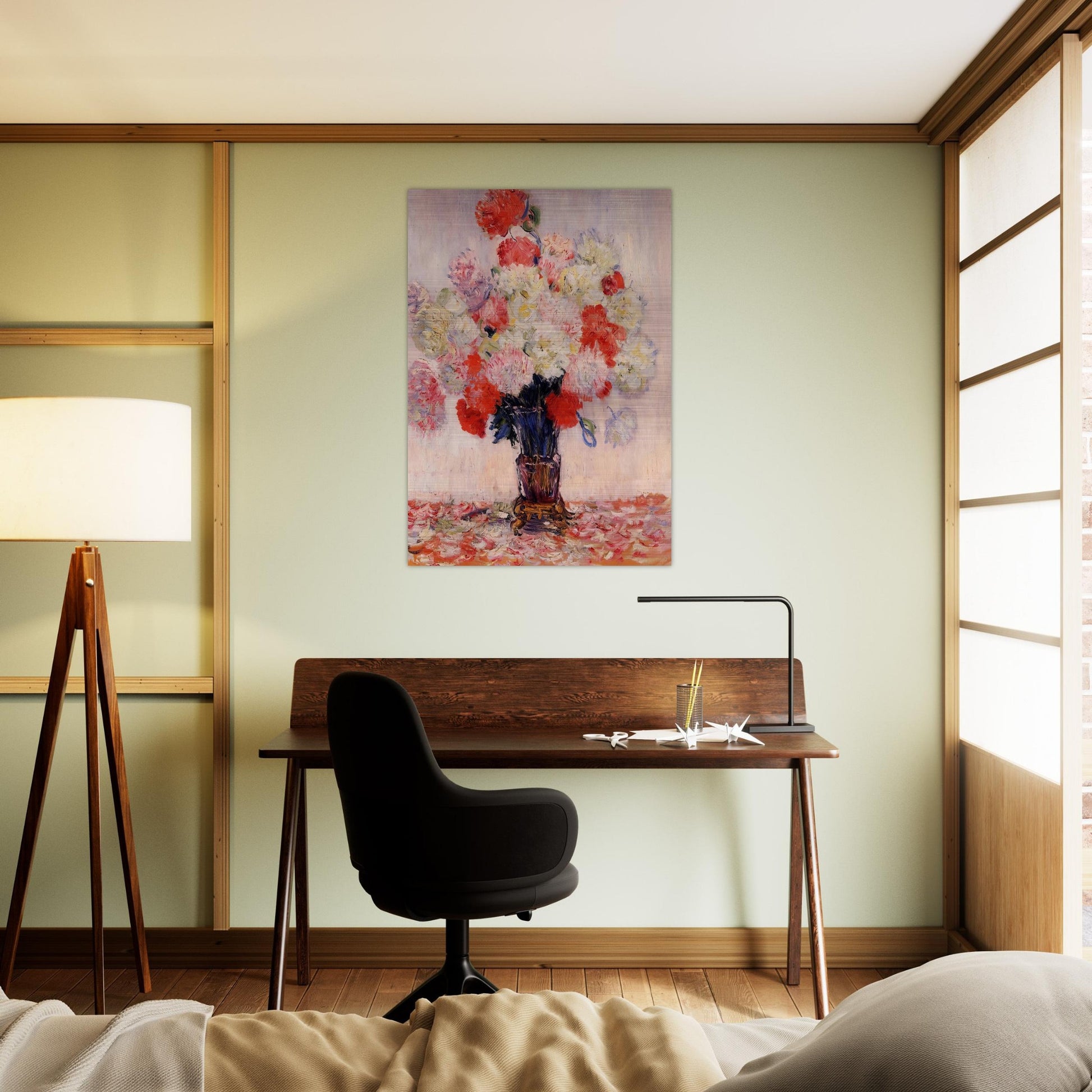 Vase of Peonies - claude monet Brushed Aluminum Print - 70x100 cm / 28x40 inches | claude monet Aluminum Print | claude monet Prints