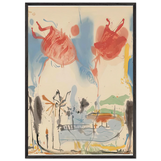 Round Trip 1957- - Helen Frankenthaler 70x100 cm / 28x40 inches Framed Art Print – Black Wooden Frame