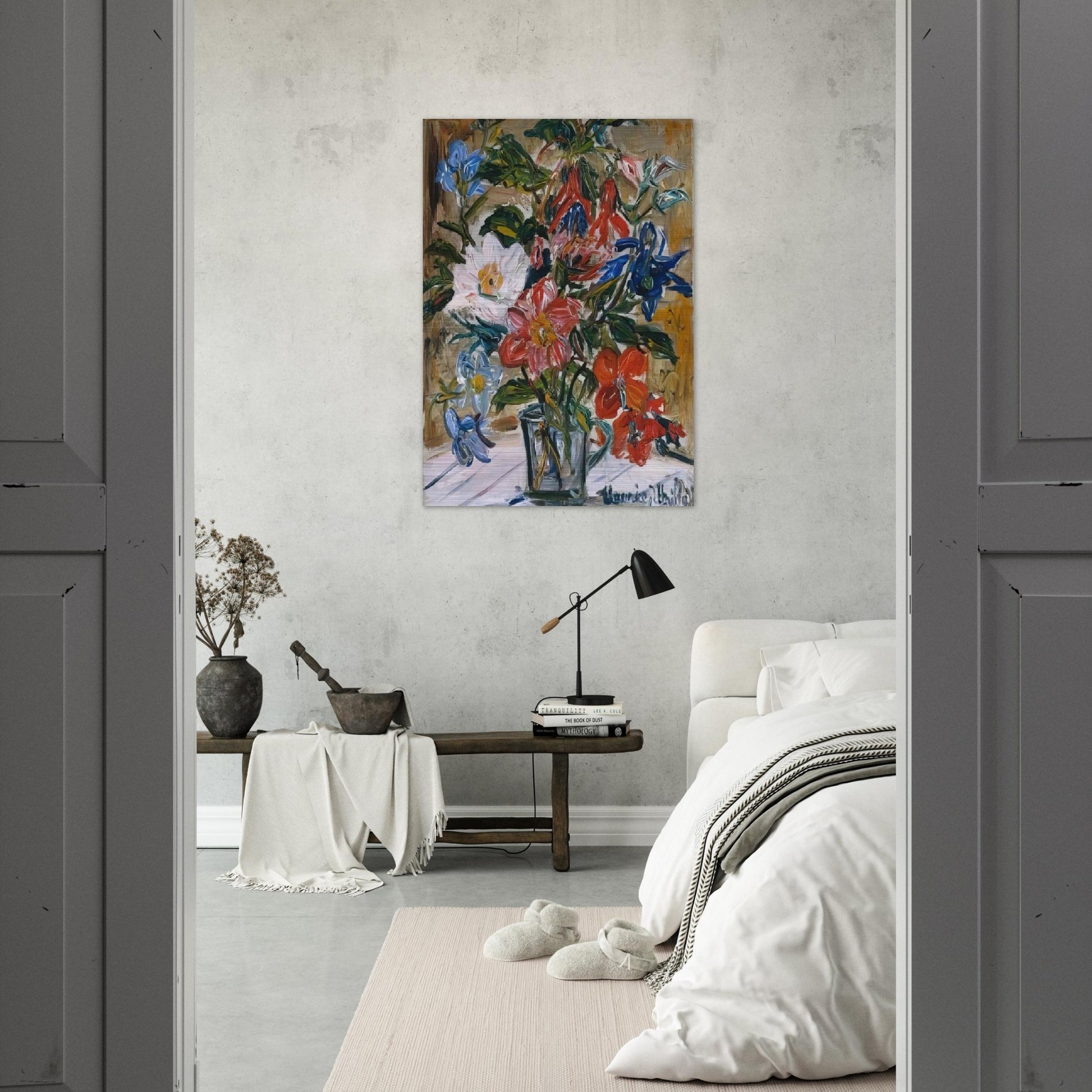 VASE WITH FLOWERS - Maurice Utrillo Brushed Aluminum Print - 70x100 cm / 28x40 inches | Maurice Utrillo Aluminum Print | Maurice Utrillo Prints