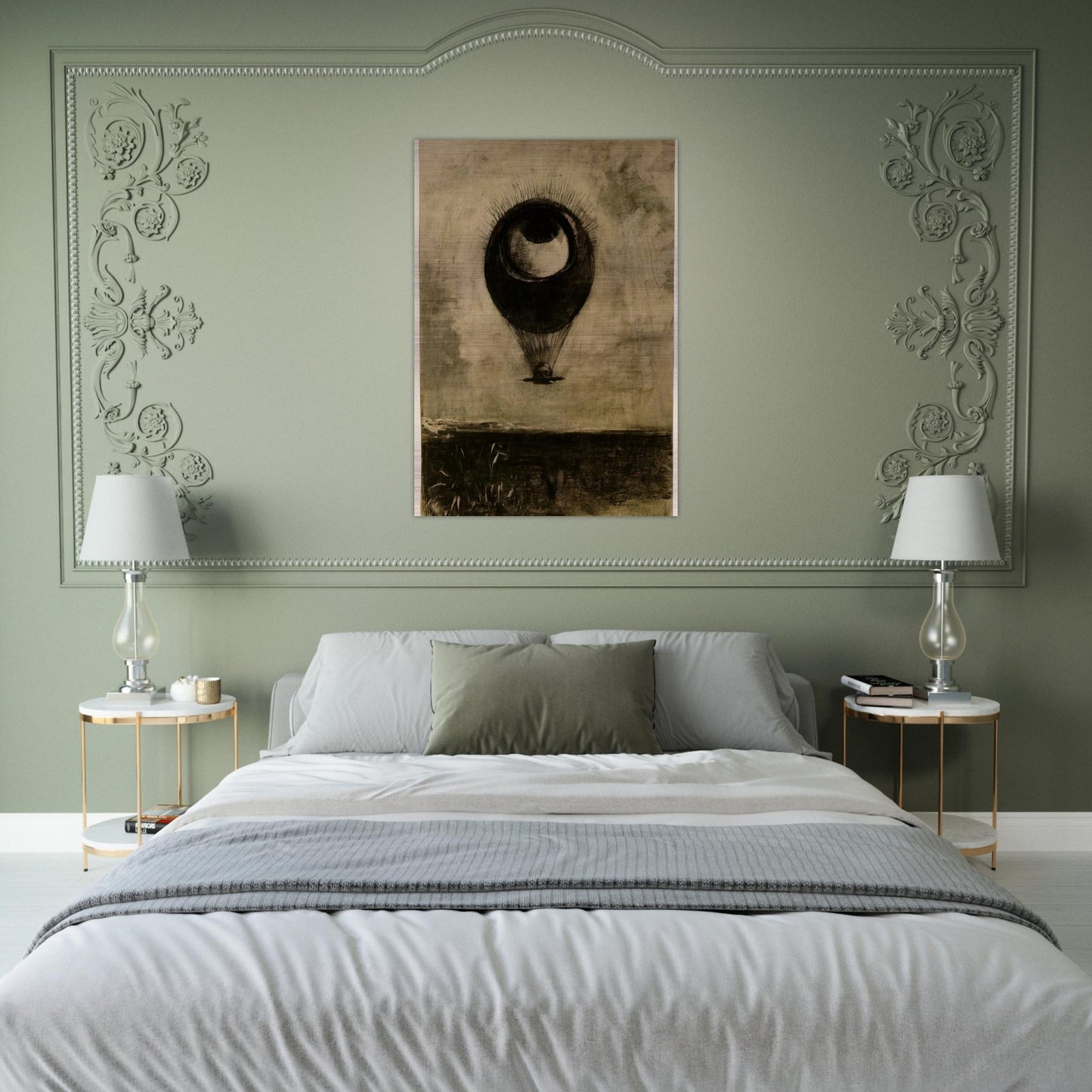 EYE BALLOON 1898 - Odilon Redon Brushed Aluminum Print - 70x100 cm / 28x40 inches | Odilon Redon Aluminum Print | Odilon Redon Prints