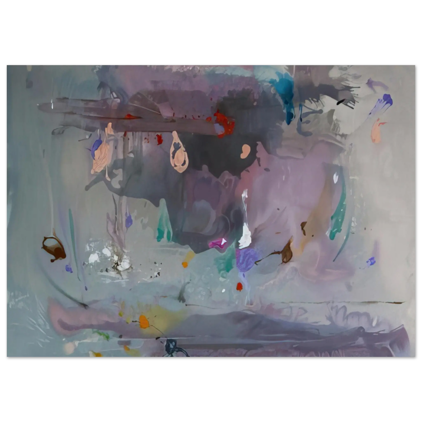 Helen Frankenthaler - Grey Fireworks - 2000 Wall art - 20x25 cm / 8x10 Inches - Premium Wooden Framed Poster With Fine Art Paper - Wood frame