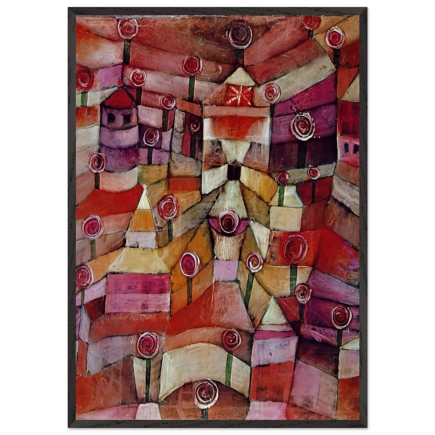 ROSE GARDEN 1920 - Paul Klee 70x100 cm / 28x40 inches Framed Art Print – Black Wooden Frame