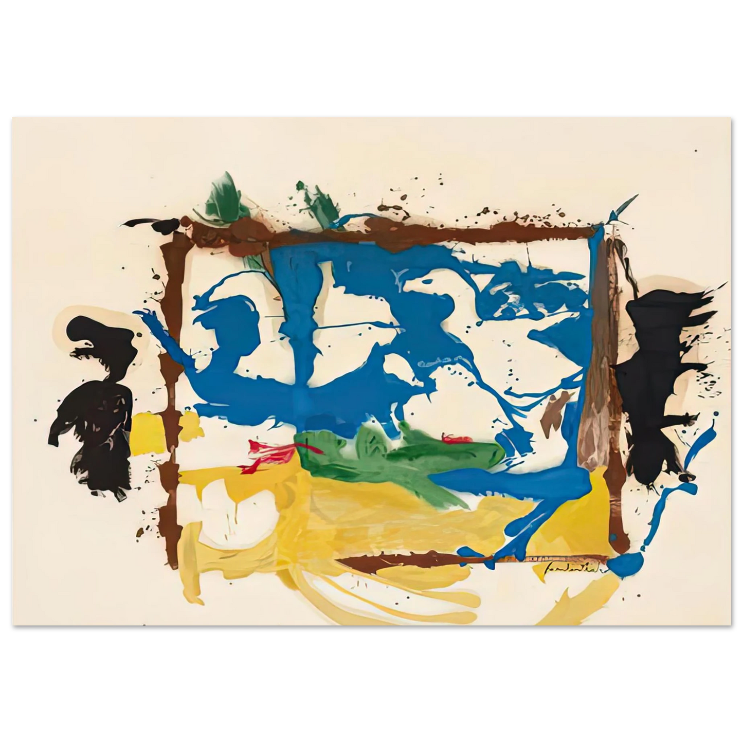 Helen Frankenthaler - Swan Lake I, 1961- Wall Art - 60x80 cm / 24x32 inches - Premium Wooden Framed Poster With Fine Art Paper-canvas - Wood frame