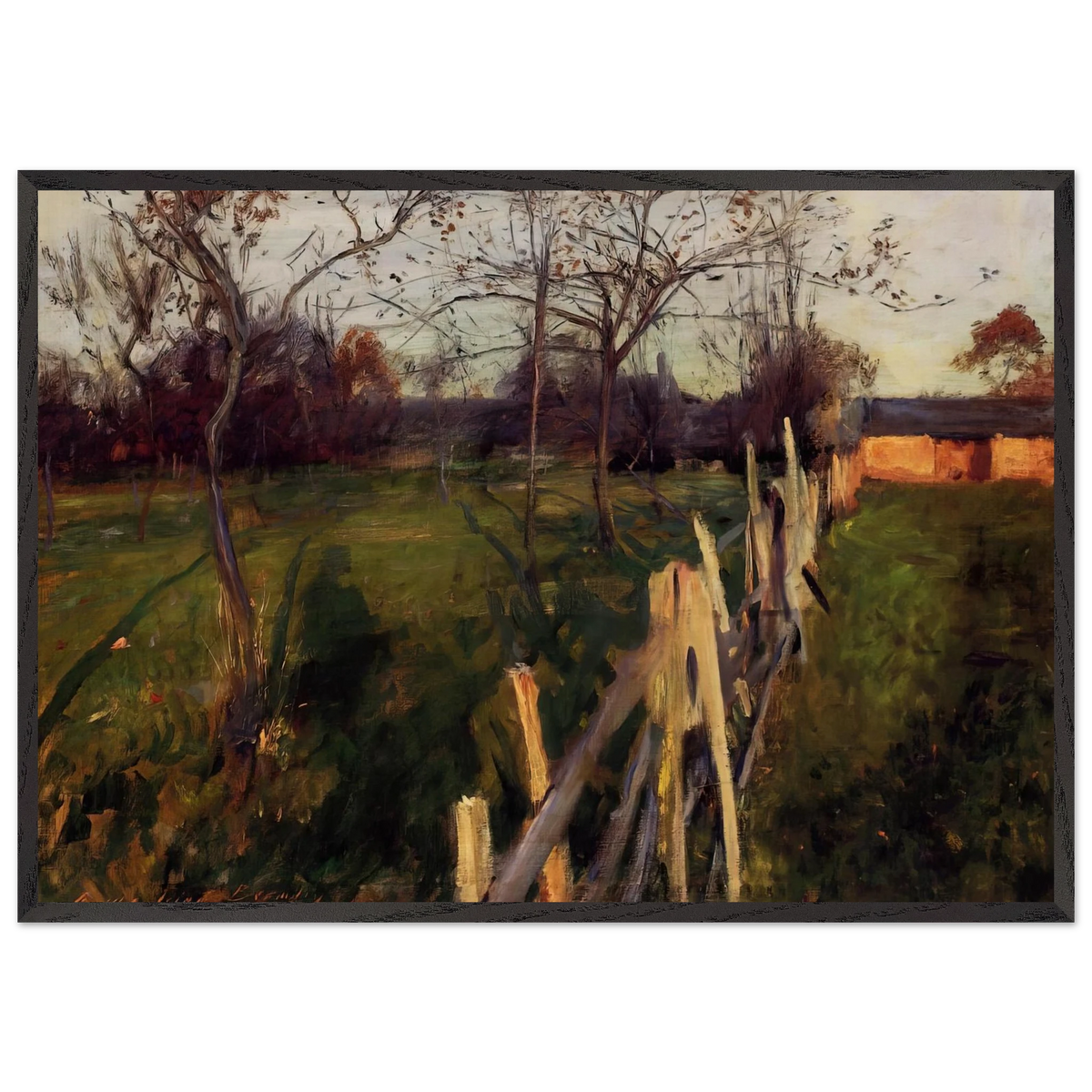 Home Fields - John Singer Sargent 70x100 cm / 28x40 inches Framed Art Print – Black Wooden Frame