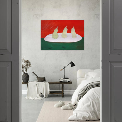Nature morte, poires, fond vert et orange - Art Informel - Nicolas de Stael Brushed Aluminum Print - 70x100 cm / 28x40 inches | Nicolas de Stael Aluminum Print | Nicolas de Stael Prints