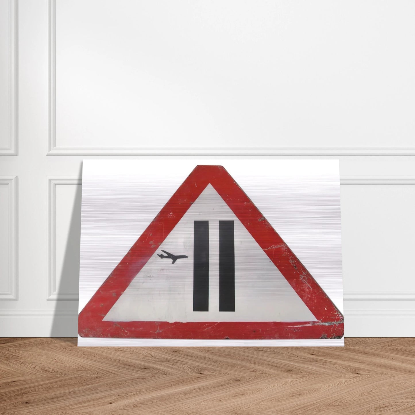 WARNING SIGN 2006 - Banksy Brushed Aluminum Print - 70x100 cm / 28x40 inches | Banksy Aluminum Print | Banksy Prints