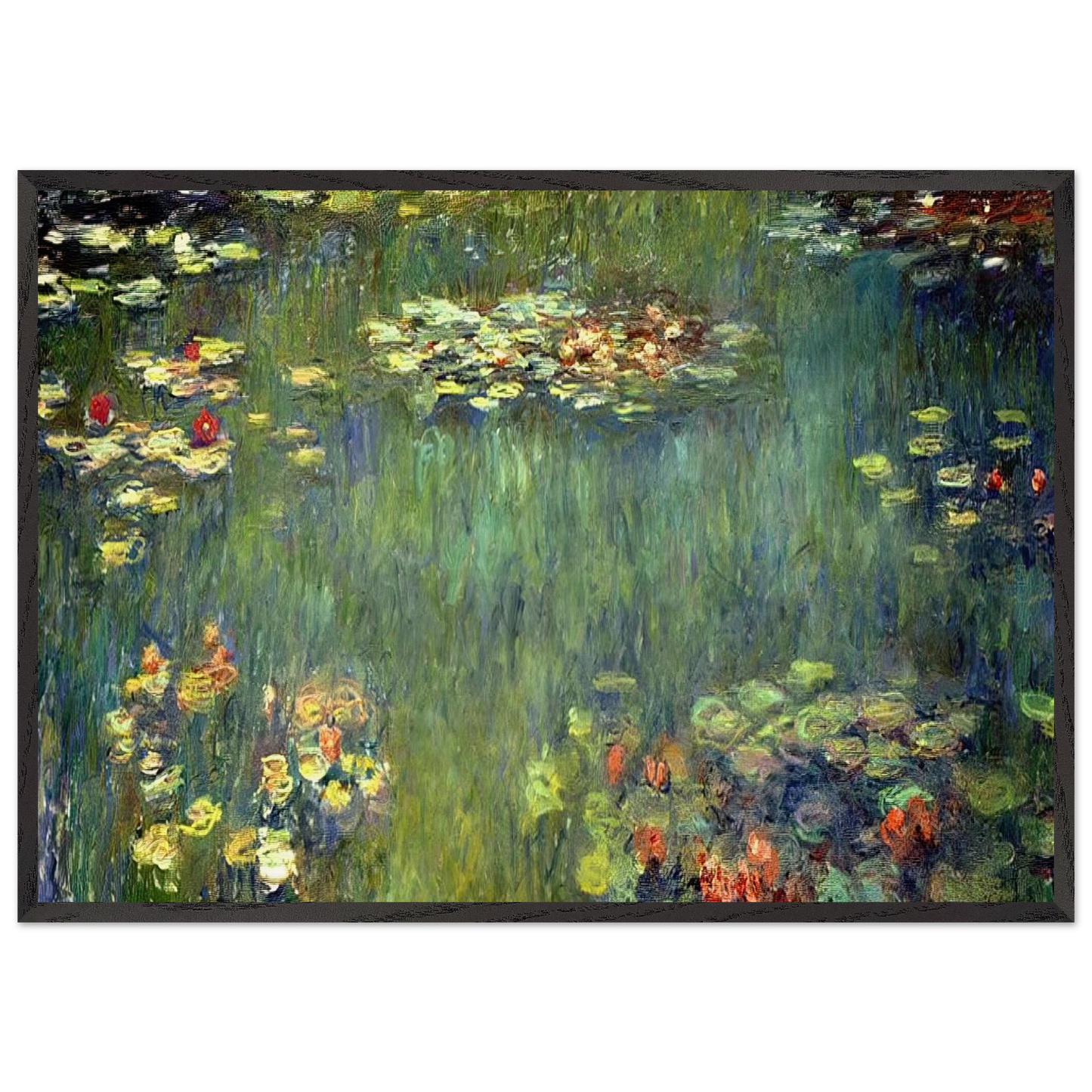 Pool with Waterlilies - claude monet 70x100 cm / 28x40 inches Framed Art Print – Black Wooden Frame