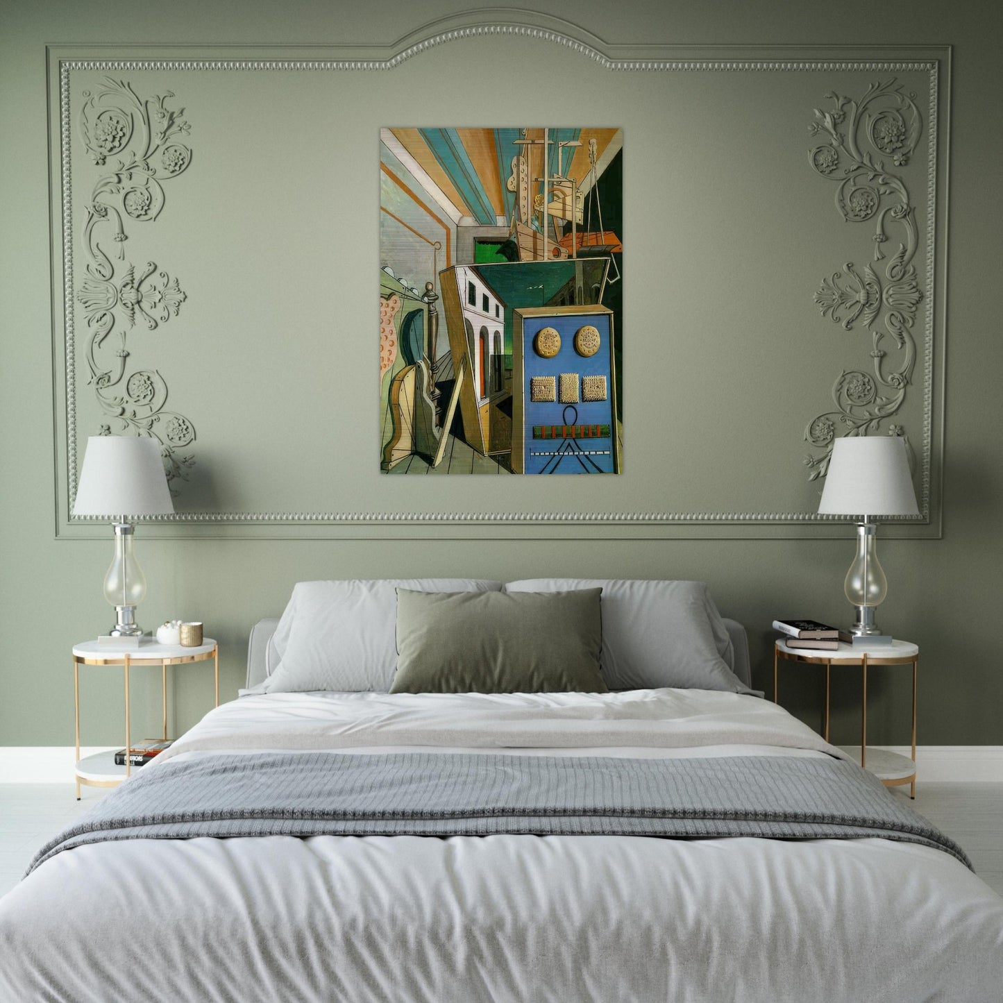METAPHYSICAL INTERIOR WITH BISCUITS 1916 - Giorgio de Chirico Brushed Aluminum Print - 70x100 cm / 28x40 inches | Giorgio de Chirico Aluminum Print | Giorgio de Chirico Prints