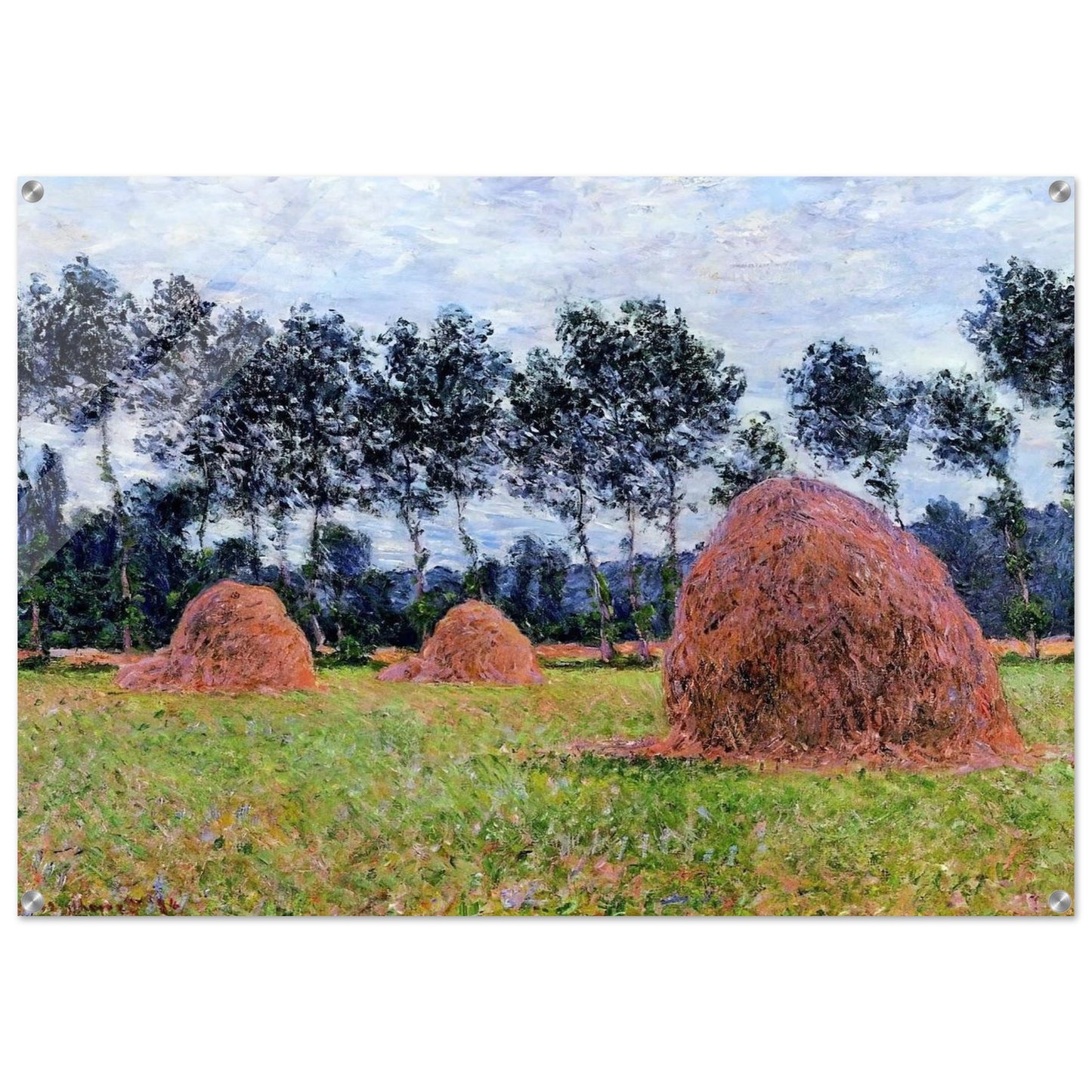 Haystacks, Overcast Day - claude monet Acrylic Print - 70x100 cm / 28x40″ inches | claude monet Wall Art | claude monet Prints