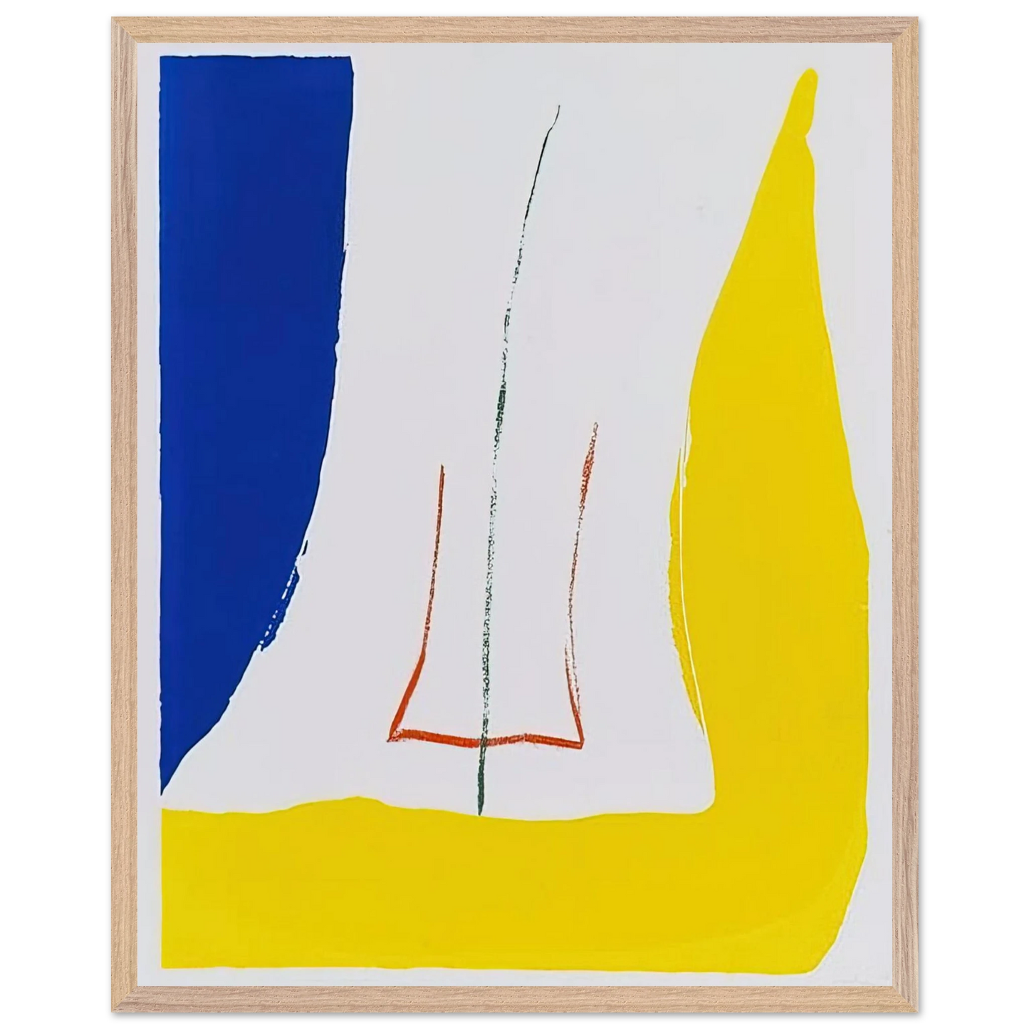 Helen Frankenthaler - Sun Corner - 1968 Wall art - 28x43  cm / XL (11x17 inches) - Premium Wooden Framed Poster With Fine Art Paper-canvas - Wood frame