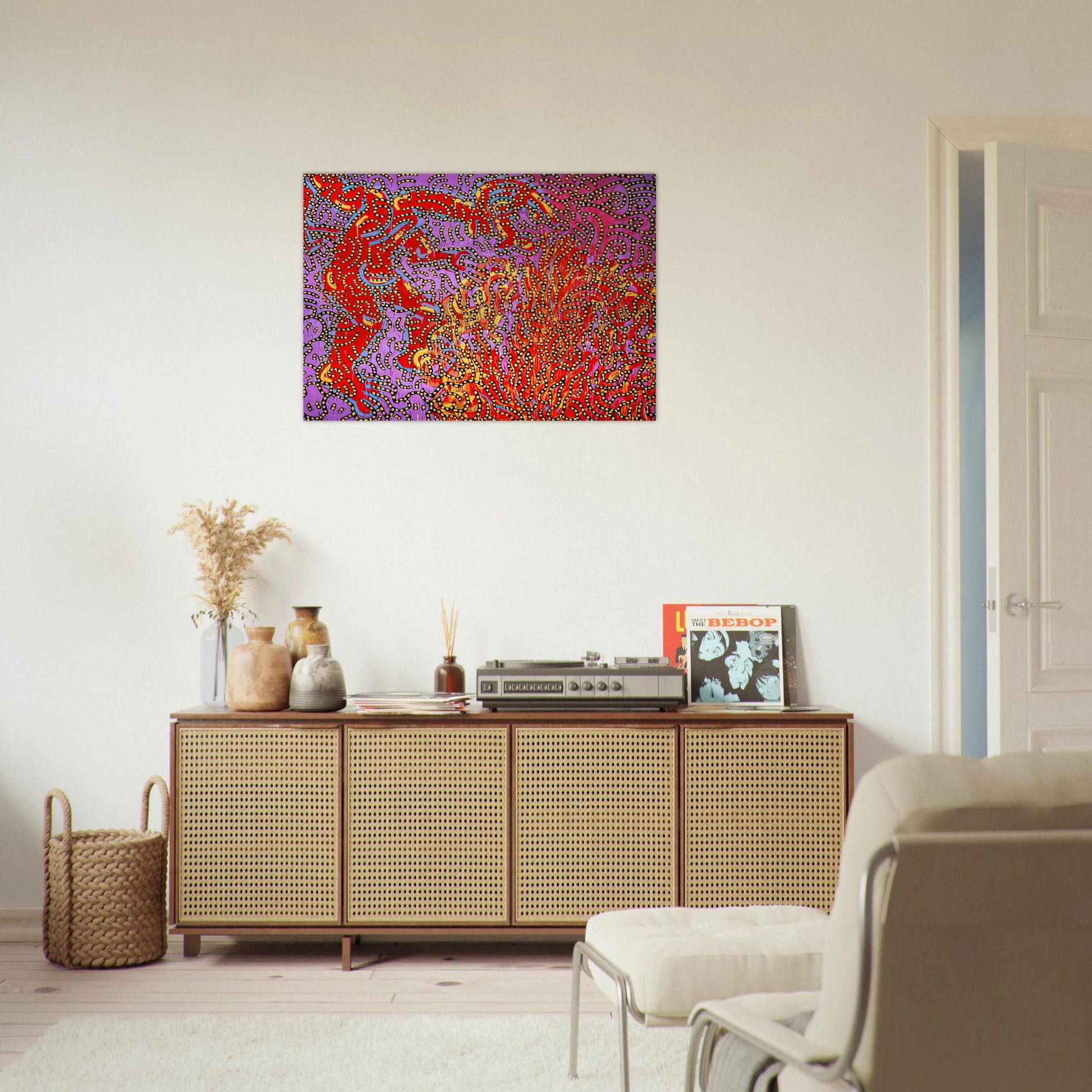 MOSES AND THE BURNING BUSH 1985 - Keith Haring Brushed Aluminum Print - 70x100 cm / 28x40 inches | Keith Haring Aluminum Print | Keith Haring Prints