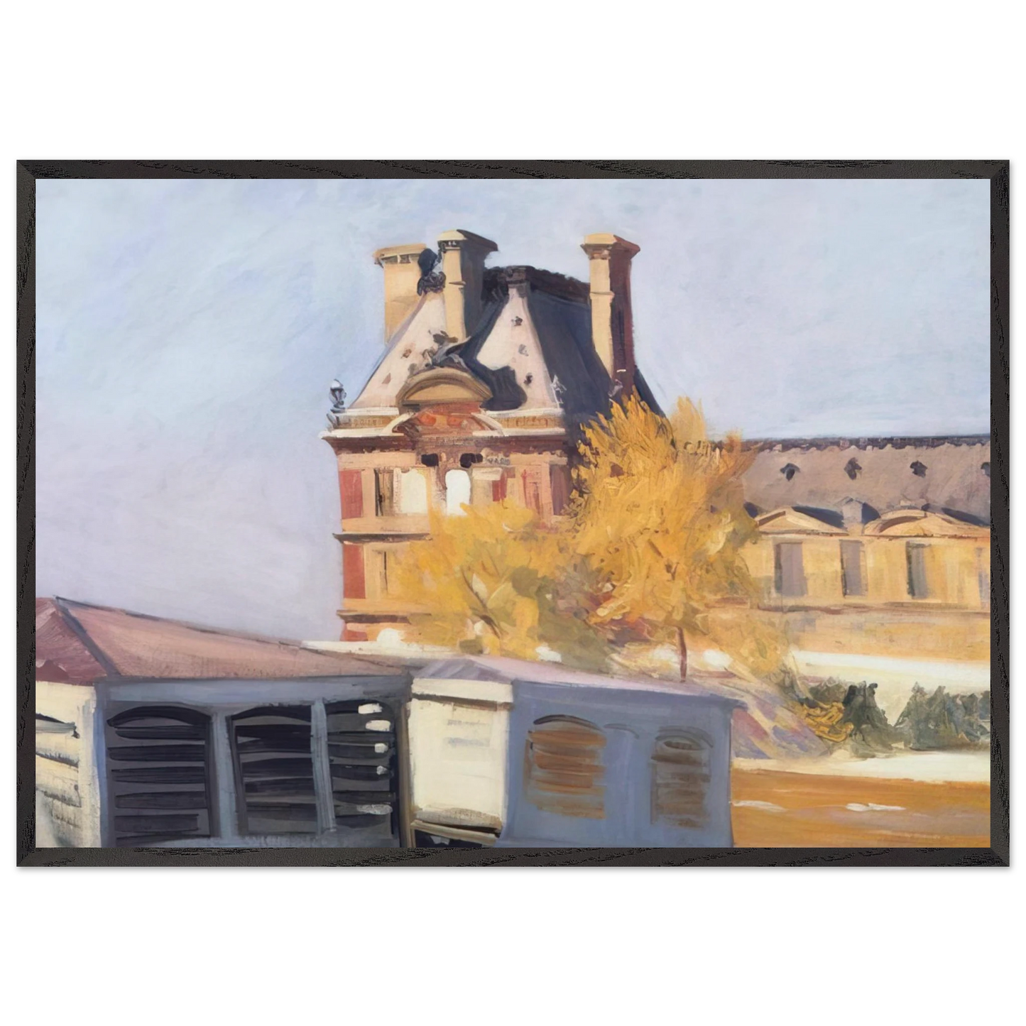 Le Pavillon de Flore - Edward Hopper 70x100 cm / 28x40 inches Framed Art Print – Black Wooden Frame
