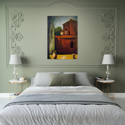THE RED HOUSE 1927 - Carlo Carra Brushed Aluminum Print - 70x100 cm / 28x40 inches | Carlo Carra Aluminum Print | Carlo Carra Prints