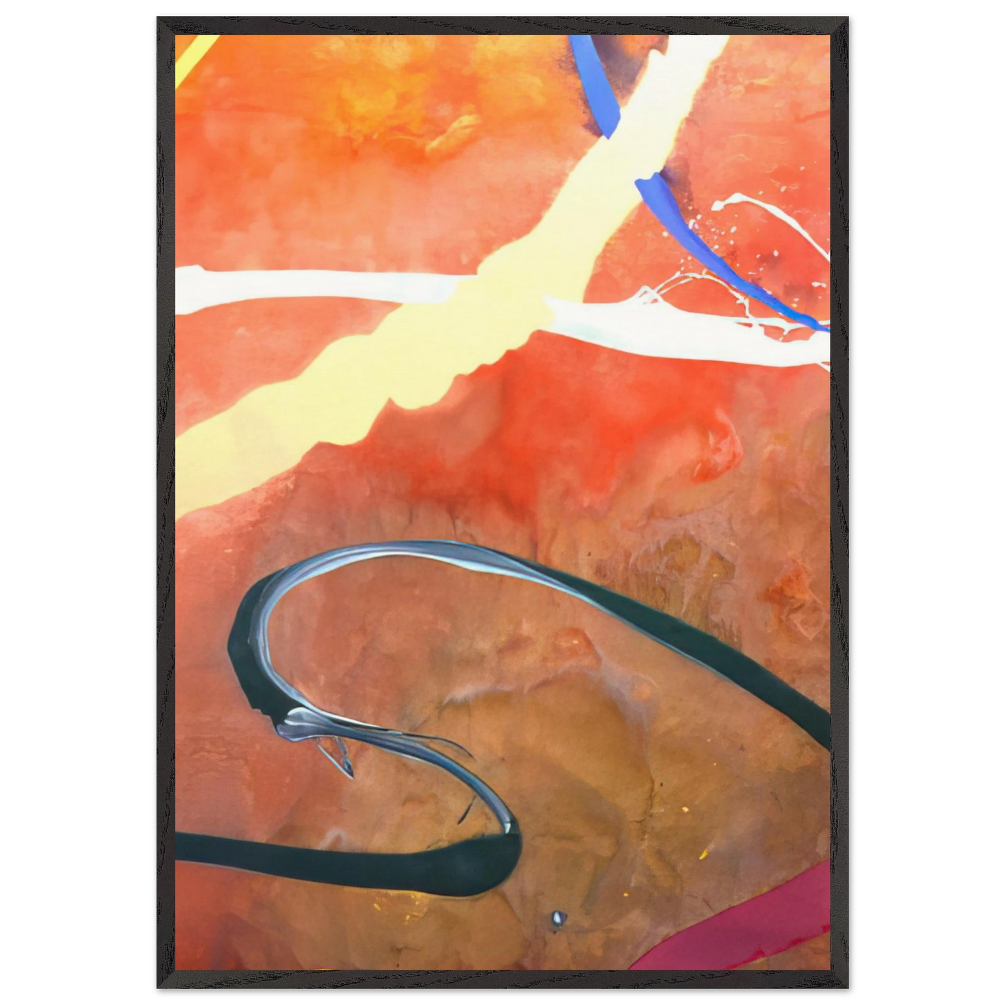 Serpentine - 1969 - Ronnie Landfield 70x100 cm / 28x40 inches Framed Art Print – Black Wooden Frame