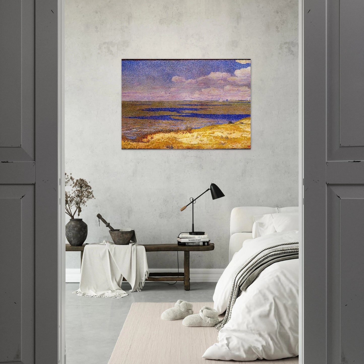 VIEW OF THE RIVER SCHELDT 1893 - Theo van Rysselberghe Brushed Aluminum Print - 70x100 cm / 28x40 inches | Theo van Rysselberghe Aluminum Print | Theo van Rysselberghe Prints
