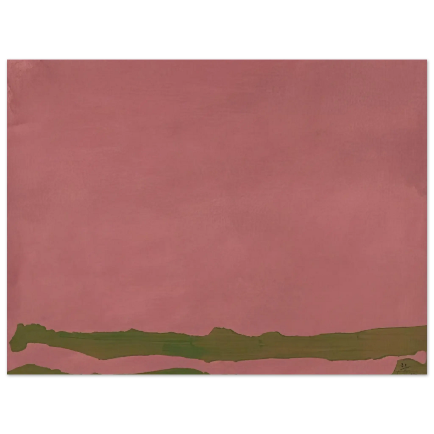Helen Frankenthaler - Green Likes Mauve - 1970 Wall art - 20x25 cm / 8x10 Inches - Premium Wooden Framed Poster With Fine Art Paper - White frame