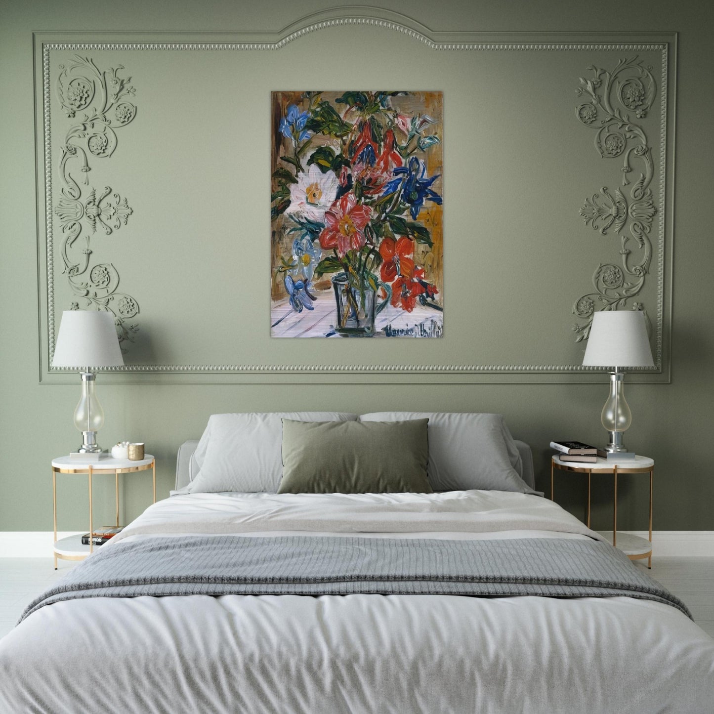 VASE WITH FLOWERS - Maurice Utrillo Brushed Aluminum Print - 70x100 cm / 28x40 inches | Maurice Utrillo Aluminum Print | Maurice Utrillo Prints